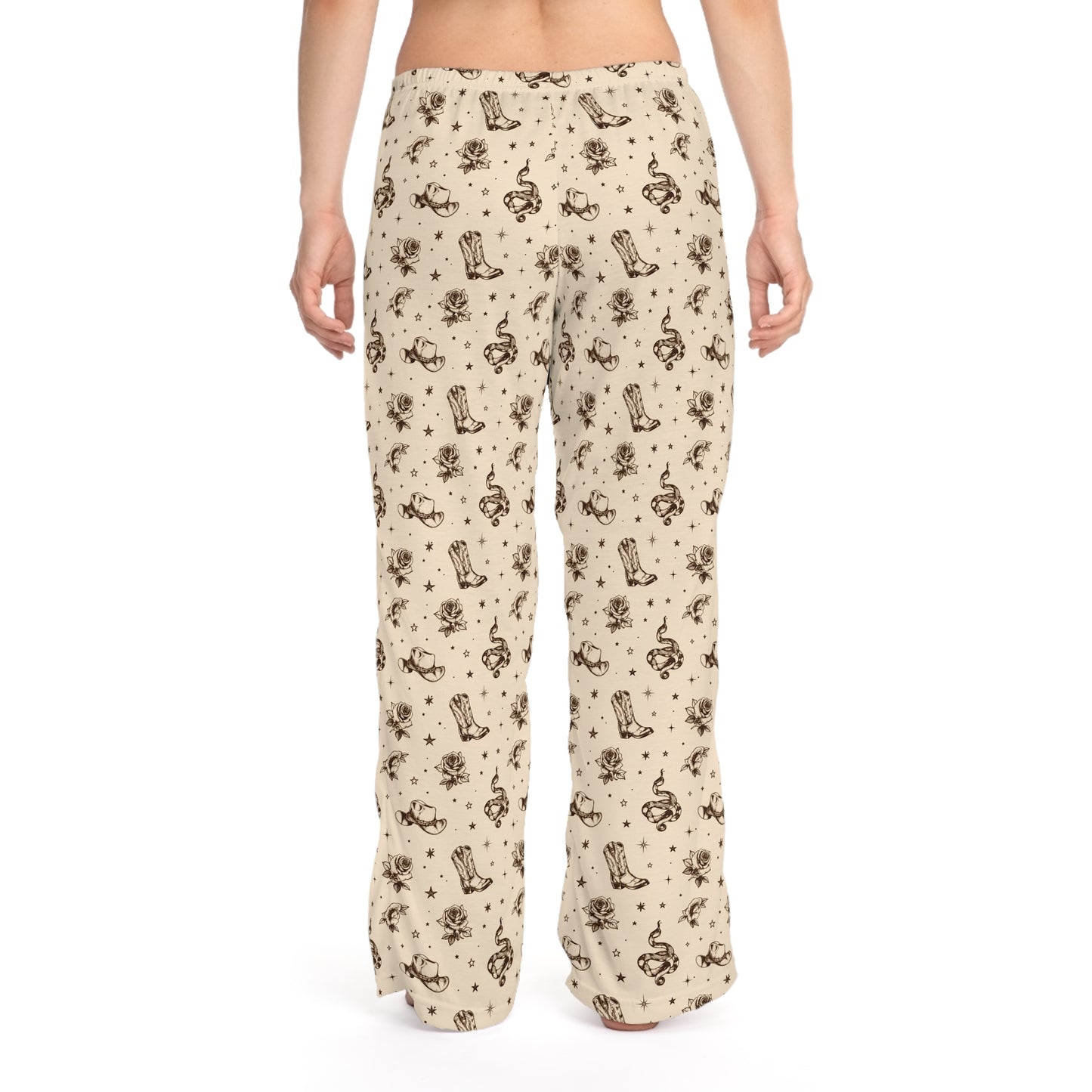 🌾 Golden Hour Lounge Pants — Vintage Cowboy Boot & Floral All-Over Print Lounge Pants