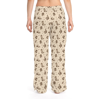 🌾 Golden Hour Lounge Pants — Vintage Cowboy Boot & Floral All-Over Print Lounge Pants