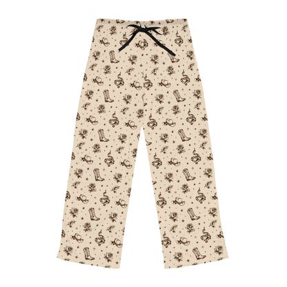 🌾 Golden Hour Lounge Pants — Vintage Cowboy Boot & Floral All-Over Print Lounge Pants