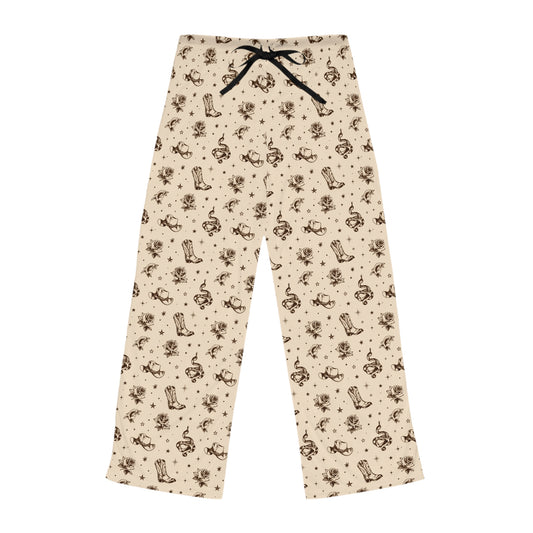 🌾 Golden Hour Lounge Pants — Vintage Cowboy Boot & Floral All-Over Print Lounge Pants