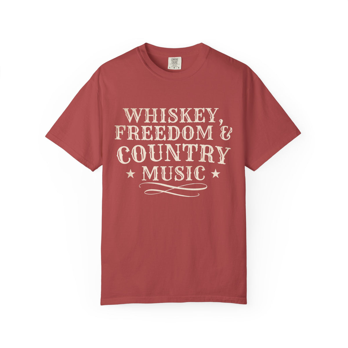 Country Music Graphic T-Shirt — "Whiskey, Freedom & Country Music" Tee