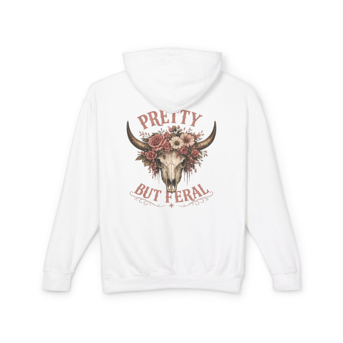 Pretty But Feral Bull Skull Hoodie — Floral Western Graphic Hoodie