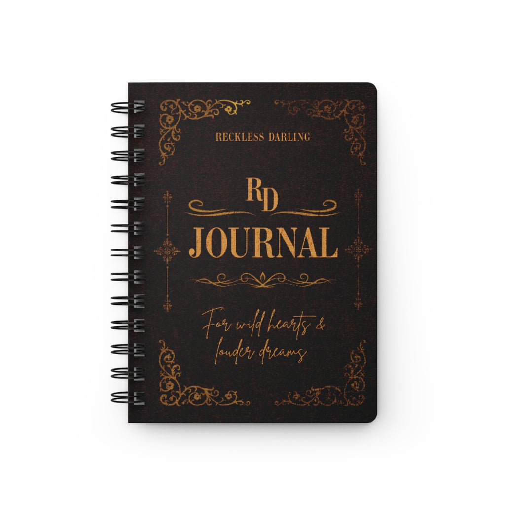 Vintage Gold Foil 'Reckless Darling' Spiral Journal — Lined Notebook for Wild Hearts & Loud Dreams