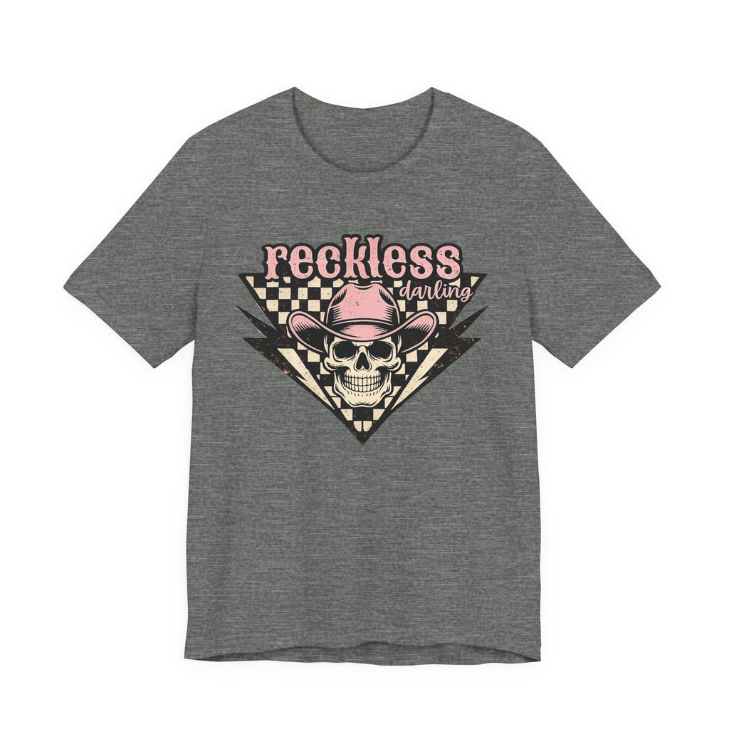Reckless Darling Skull Tee — Retro Cowboy Skull Graphic T-Shirt