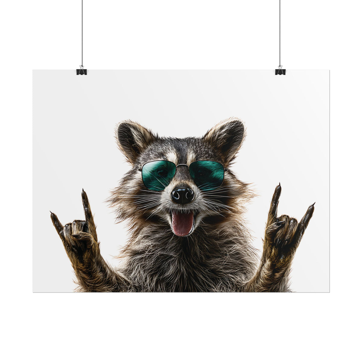Rocker Raccoon Rolled Poster – Cool Sunglasses Animal Wall Art