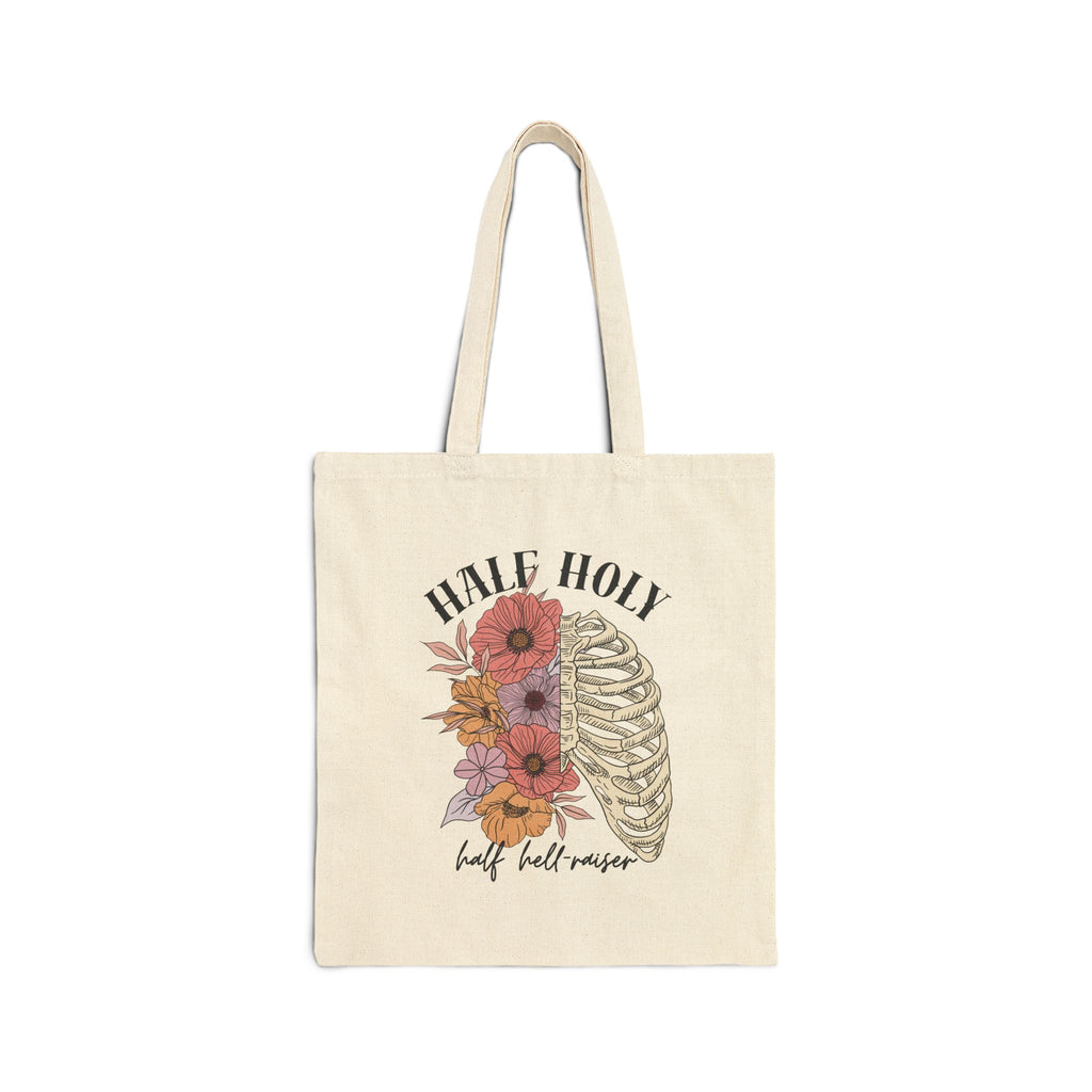 Tote Bag — 'Half Holy' Floral Ribcage Reusable Cotton Tote