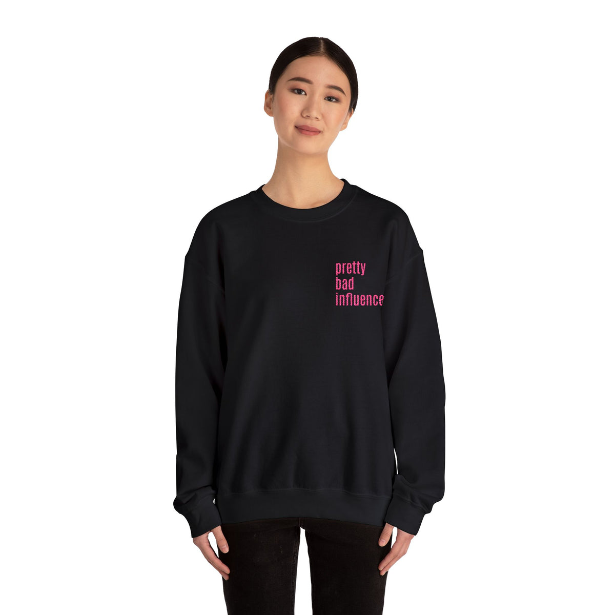 Pretty Bad Influence Embroidered Sweatshirt | Black