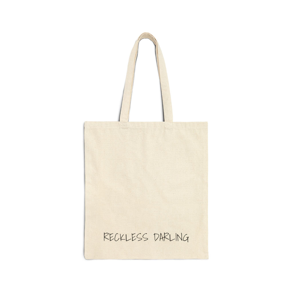 Floral Bull Skull Tote — "Reckless Darling" Cotton Canvas Bag