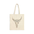 Floral Bull Skull Tote — "Reckless Darling" Cotton Canvas Bag