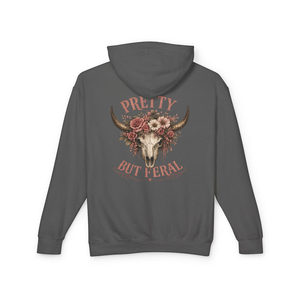 Pretty But Feral Bull Skull Hoodie — Floral Western Graphic Hoodie