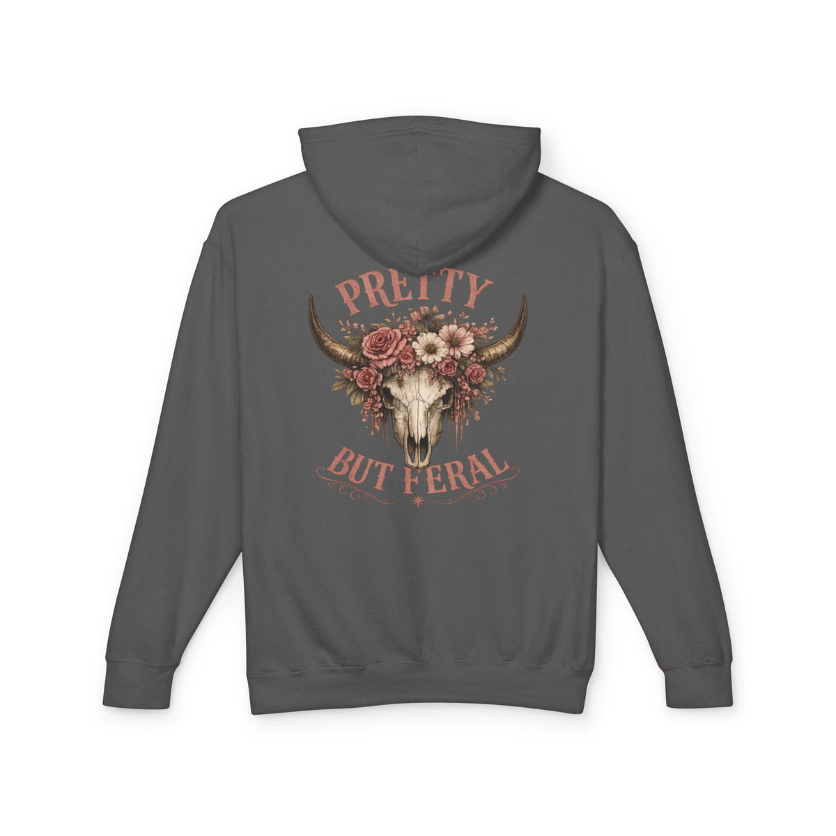 Pretty But Feral Bull Skull Hoodie — Floral Western Graphic Hoodie