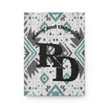 Hardcover Journal — 'Plans and Thoughts' Monogram Notebook with Teal Aztec Pattern