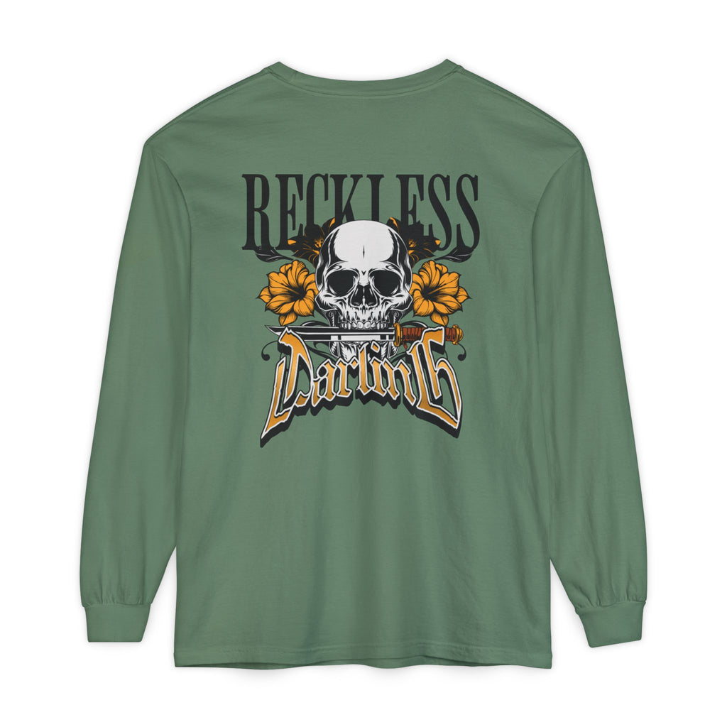 Reckless Darling Long Sleeve Shirt — Skull & Sunflower Graphic