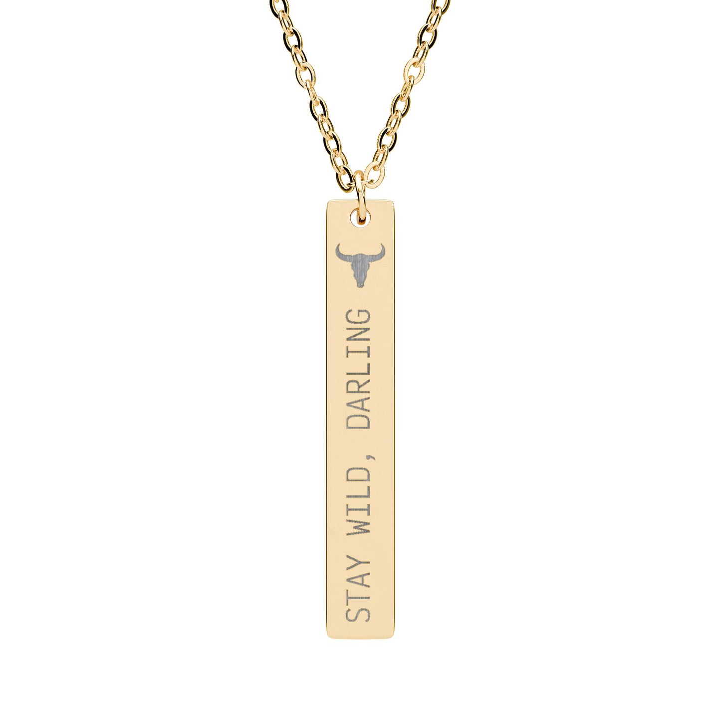 Engraved Vertical Bar Necklace —  🖤 Stay Wild, Darling Bar Necklace
