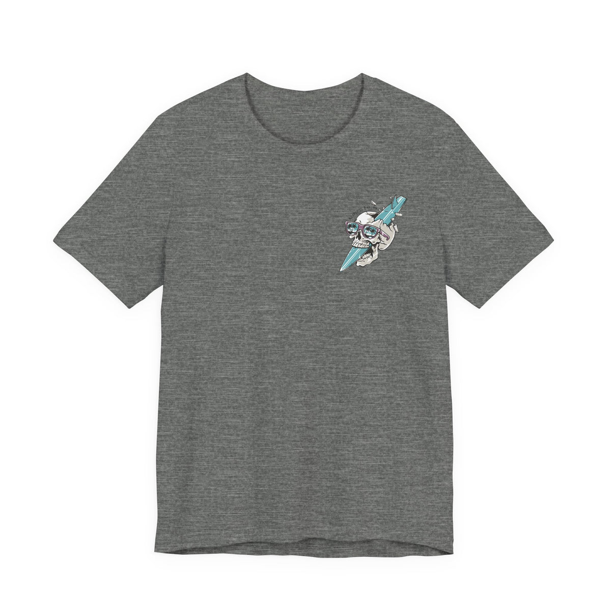 Skull Sunglasses Surfboard Tee — Retro Beach Skull Graphic T‑Shirt