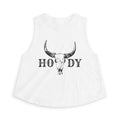 Cow Skull 'Howdy' Crop Top – Western Graphic Women's Tank