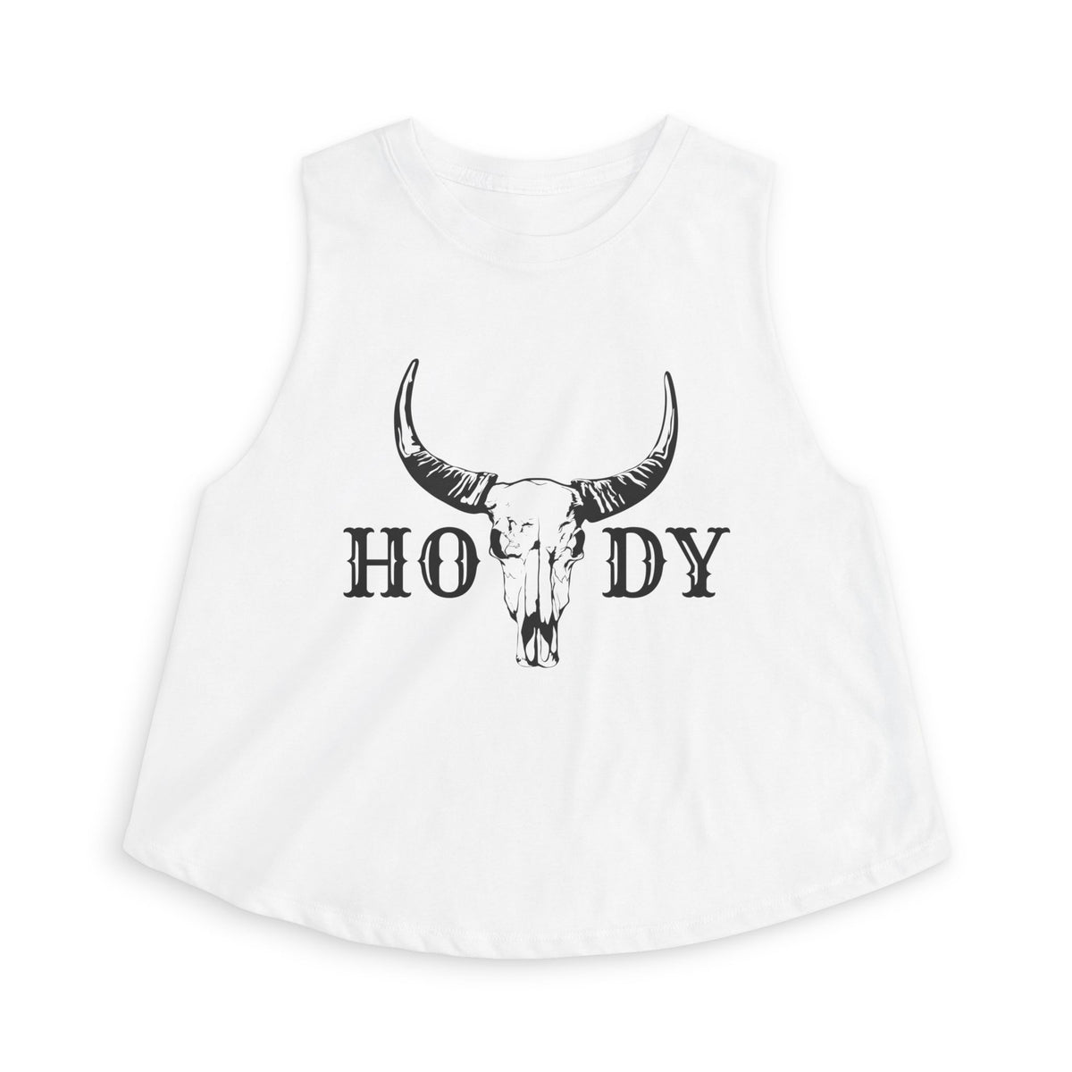 Cow Skull 'Howdy' Crop Top – Western Graphic Women's Tank