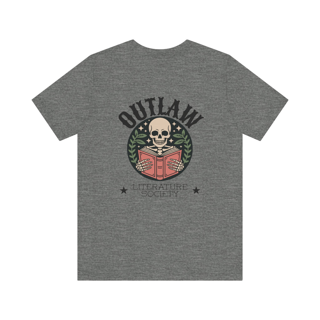 Outlaw Literature Society Tee — Skull Reading Graphic T-Shirt