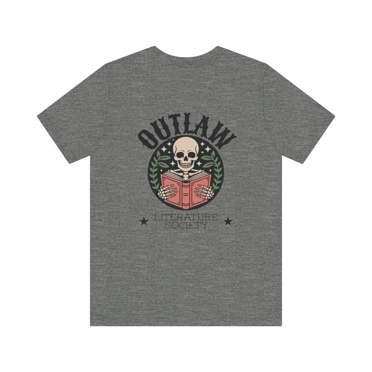Outlaw Literature Society Tee — Skull Reading Graphic T-Shirt
