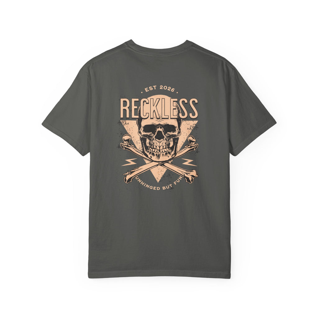 Reckless Skull Graphic T-Shirt — Vintage Skull & Crossed Lightning Tee