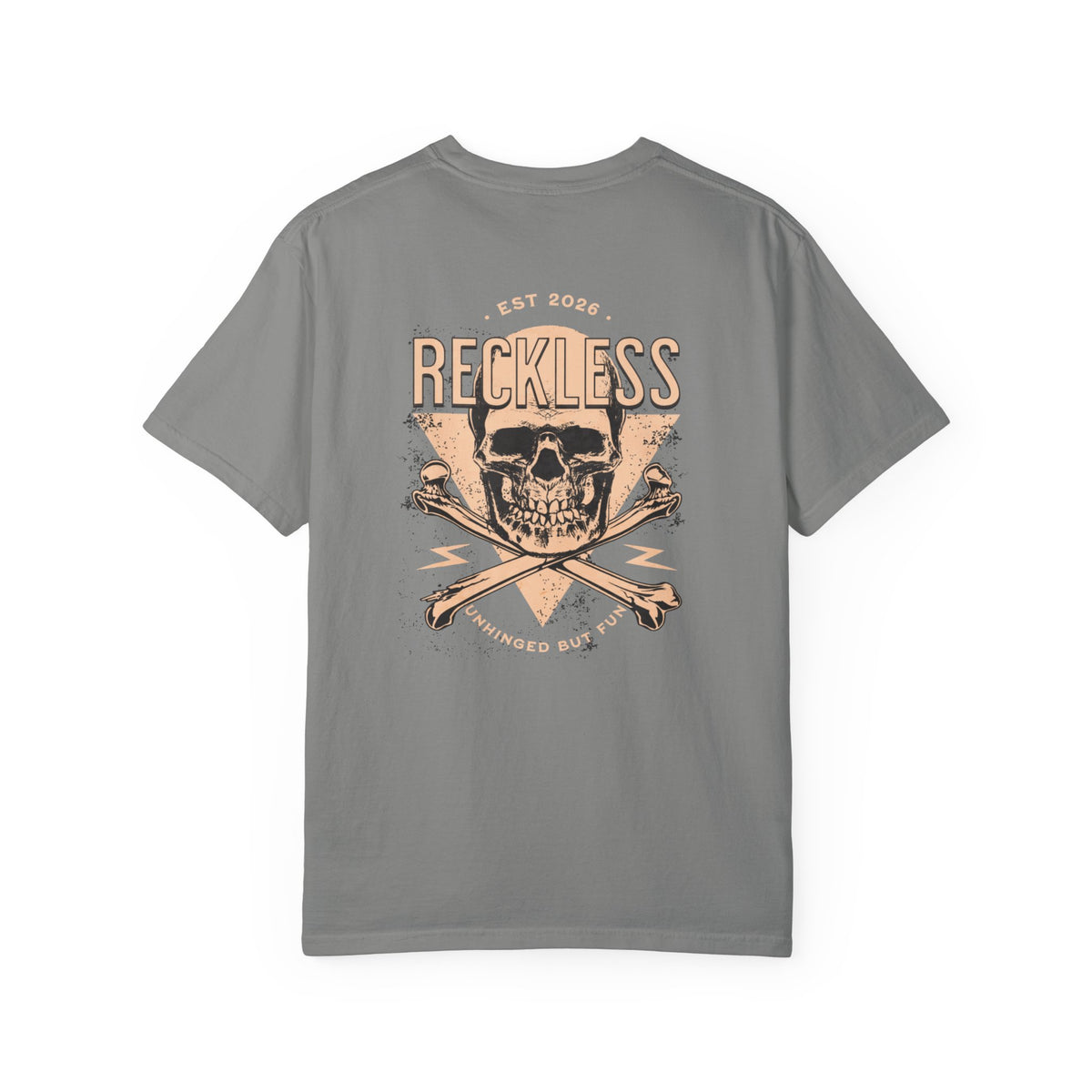 Reckless Skull Graphic T-Shirt — Vintage Skull & Crossed Lightning Tee