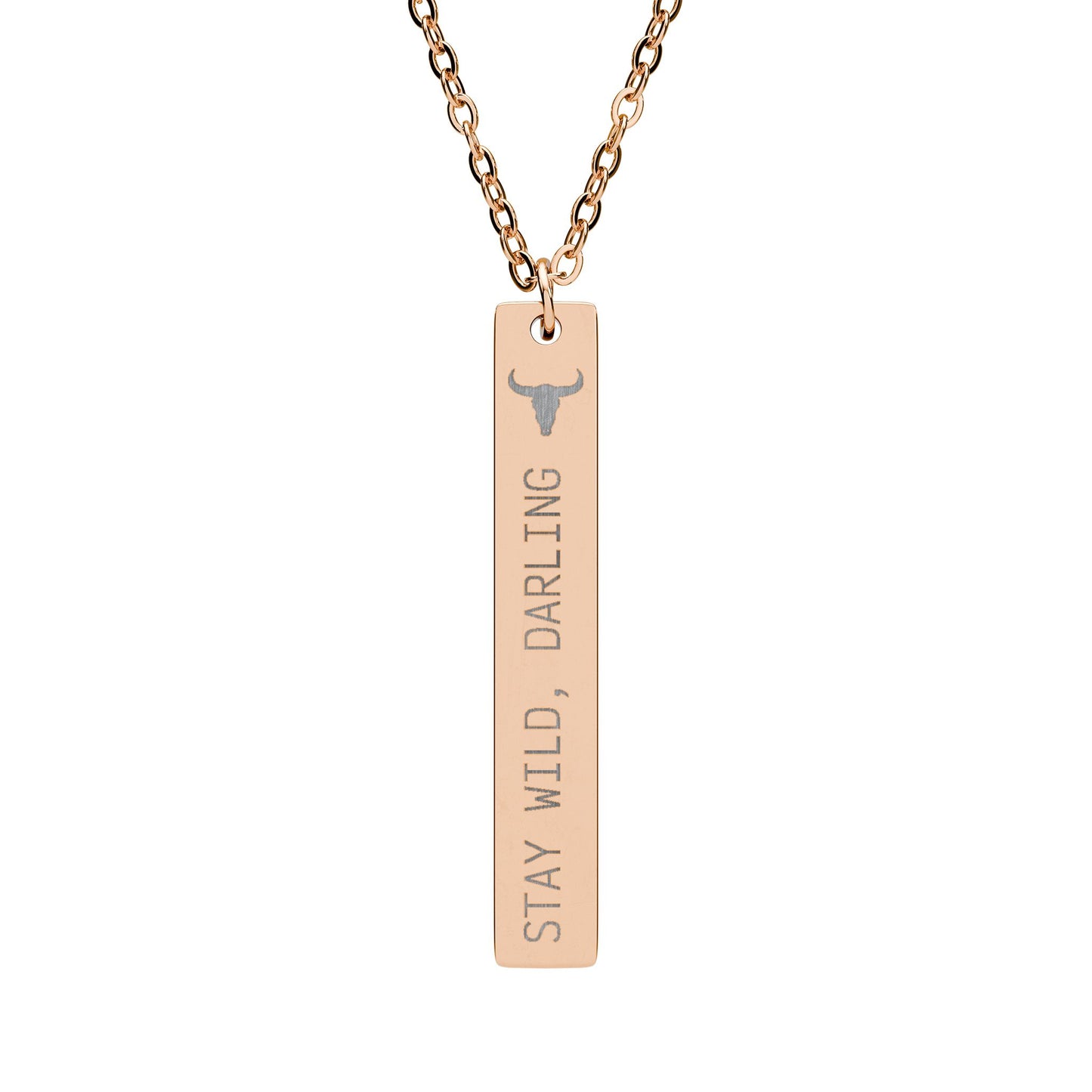Engraved Vertical Bar Necklace —  🖤 Stay Wild, Darling Bar Necklace
