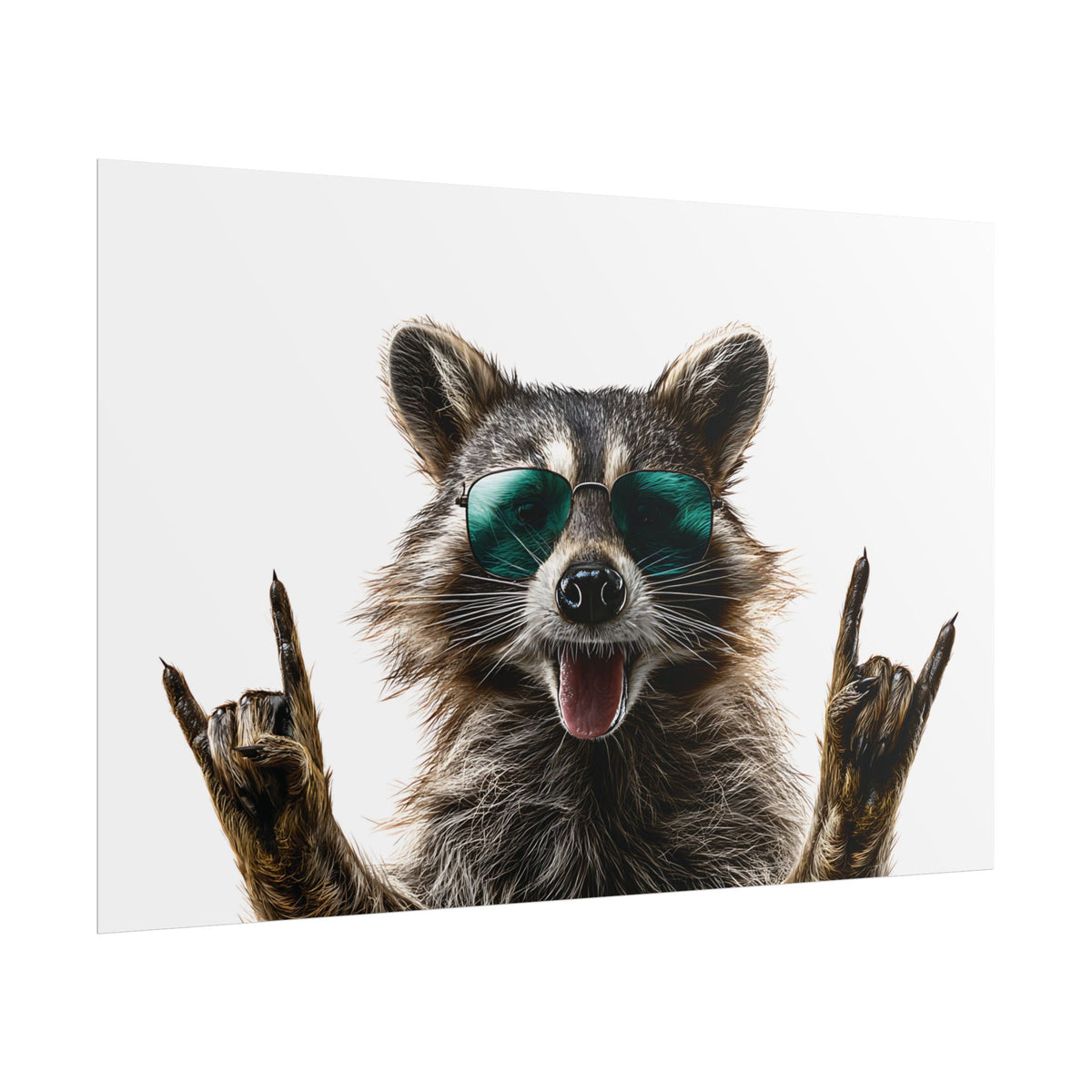 Rocker Raccoon Rolled Poster – Cool Sunglasses Animal Wall Art
