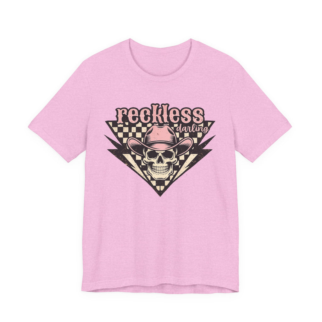 Reckless Darling Skull Tee — Retro Cowboy Skull Graphic T-Shirt
