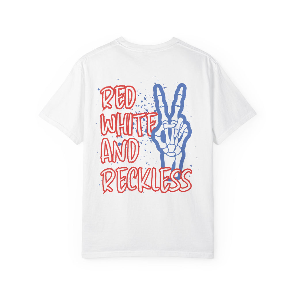 Red White and Reckless T-Shirt — Patriotic Peace-Sign Graphic Tee