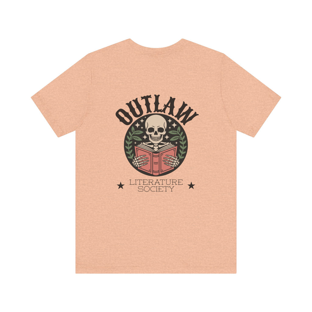 Outlaw Literature Society Tee — Skull Reading Graphic T-Shirt