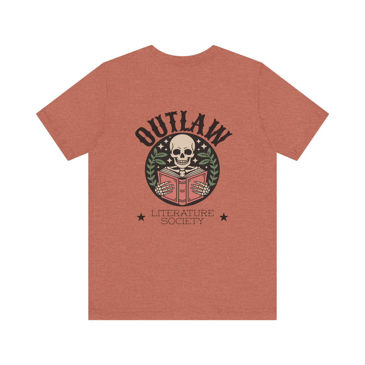 Outlaw Literature Society Tee — Skull Reading Graphic T-Shirt
