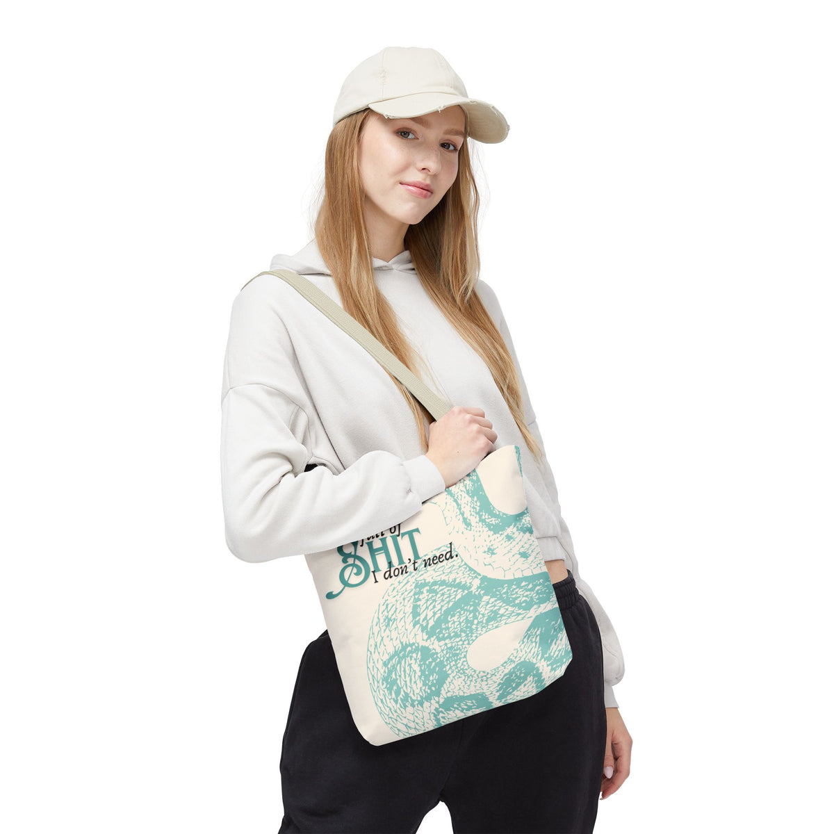 Tote Bag — "Full of Shit I Don't Need" Vintage Snake Graphic Tote