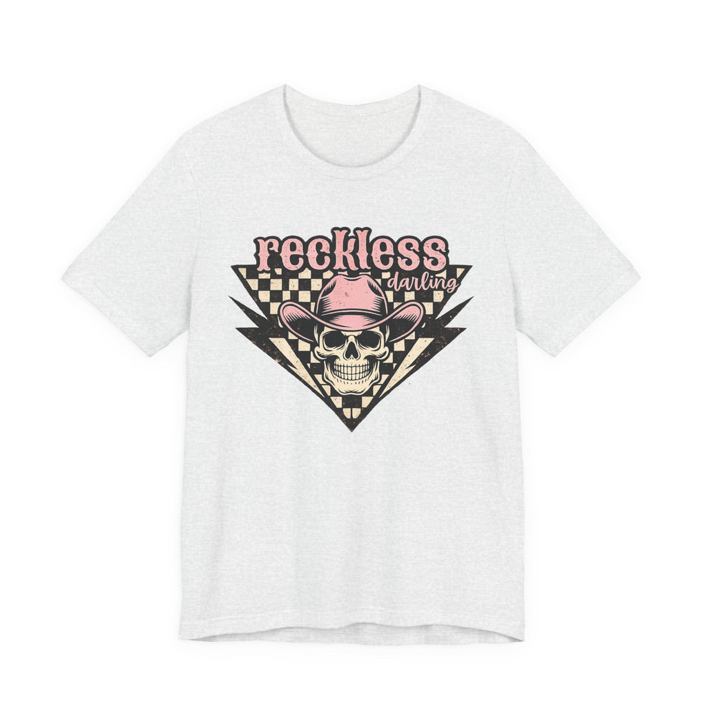 Reckless Darling Skull Tee — Retro Cowboy Skull Graphic T-Shirt