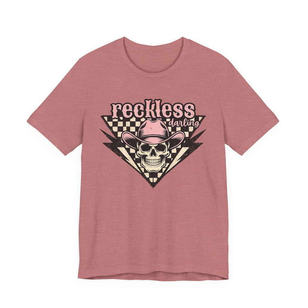 Reckless Darling Skull Tee — Retro Cowboy Skull Graphic T-Shirt
