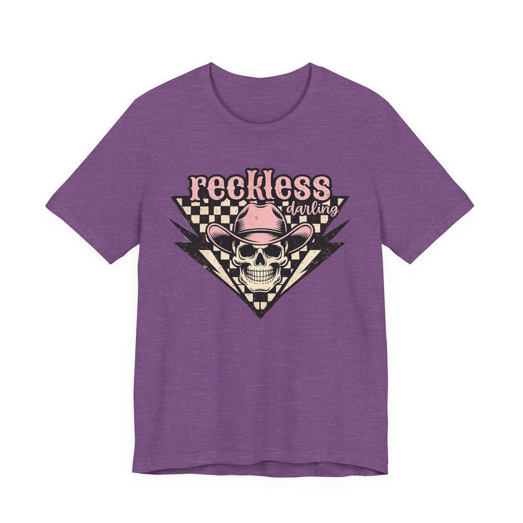 Reckless Darling Skull Tee — Retro Cowboy Skull Graphic T-Shirt