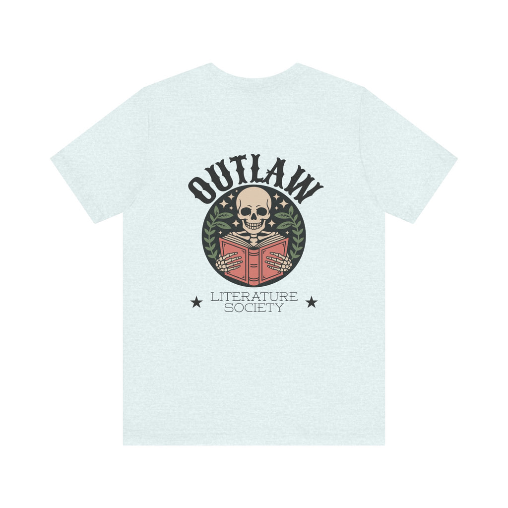Outlaw Literature Society Tee — Skull Reading Graphic T-Shirt