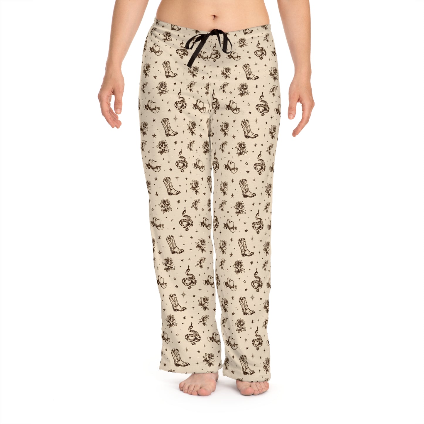 🌾 Golden Hour Lounge Pants — Vintage Cowboy Boot & Floral All-Over Print Lounge Pants