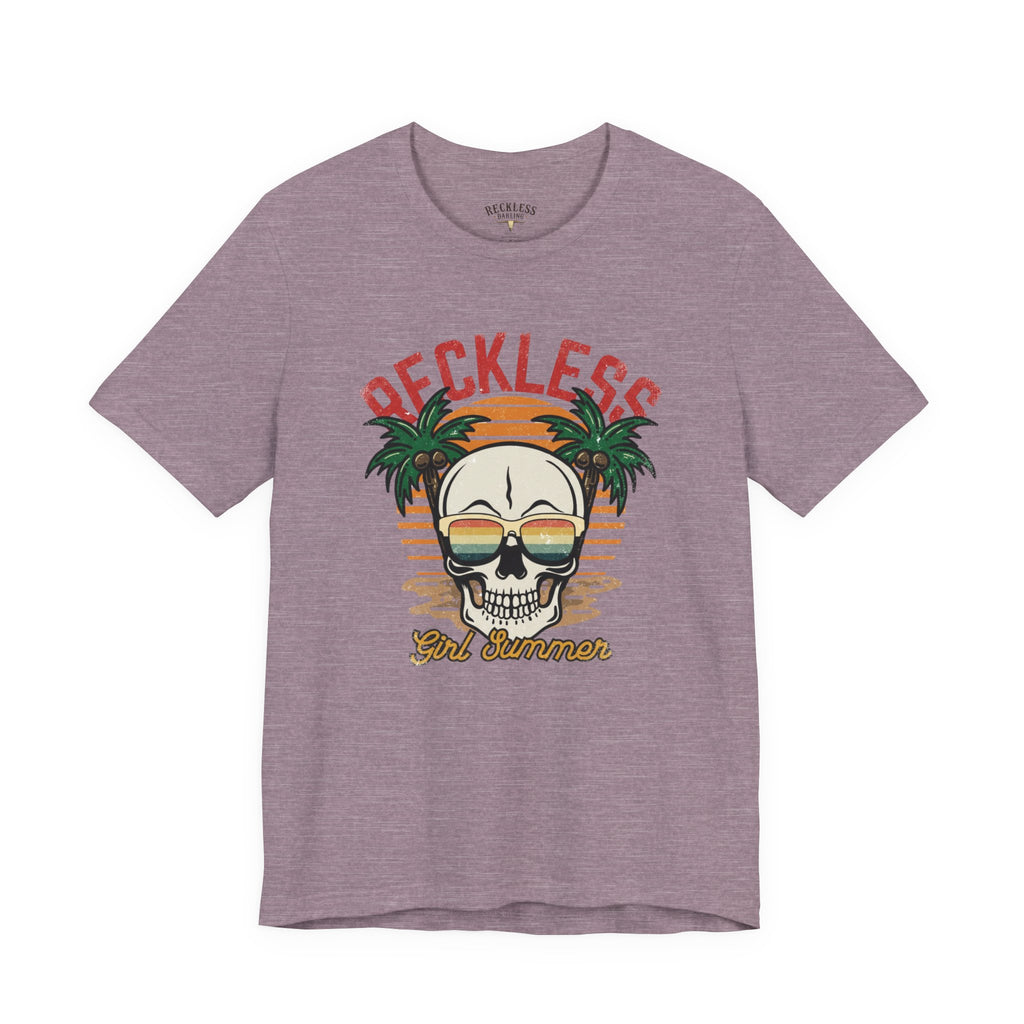 Reckless Summer Skull Tee – Retro Palm Beach Graphic T-Shirt