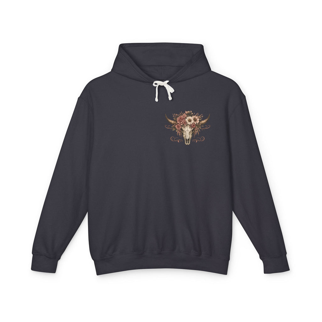 Pretty But Feral Bull Skull Hoodie — Floral Western Graphic Hoodie