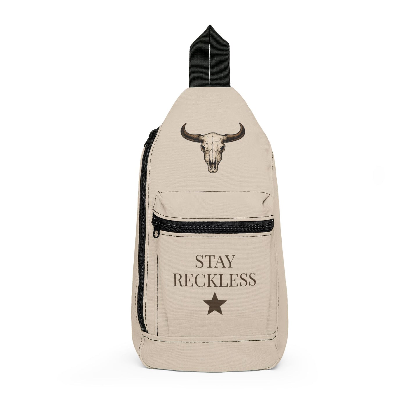 🌾 Stay Reckless Sling Bag – Western Skull Crossbody Bag