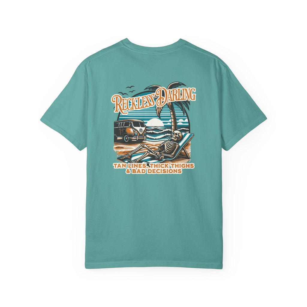 Graphic T-Shirt — "Reckless Darling: Tan Lines, Thick Thighs & Bad Decisions" Beach Van Design