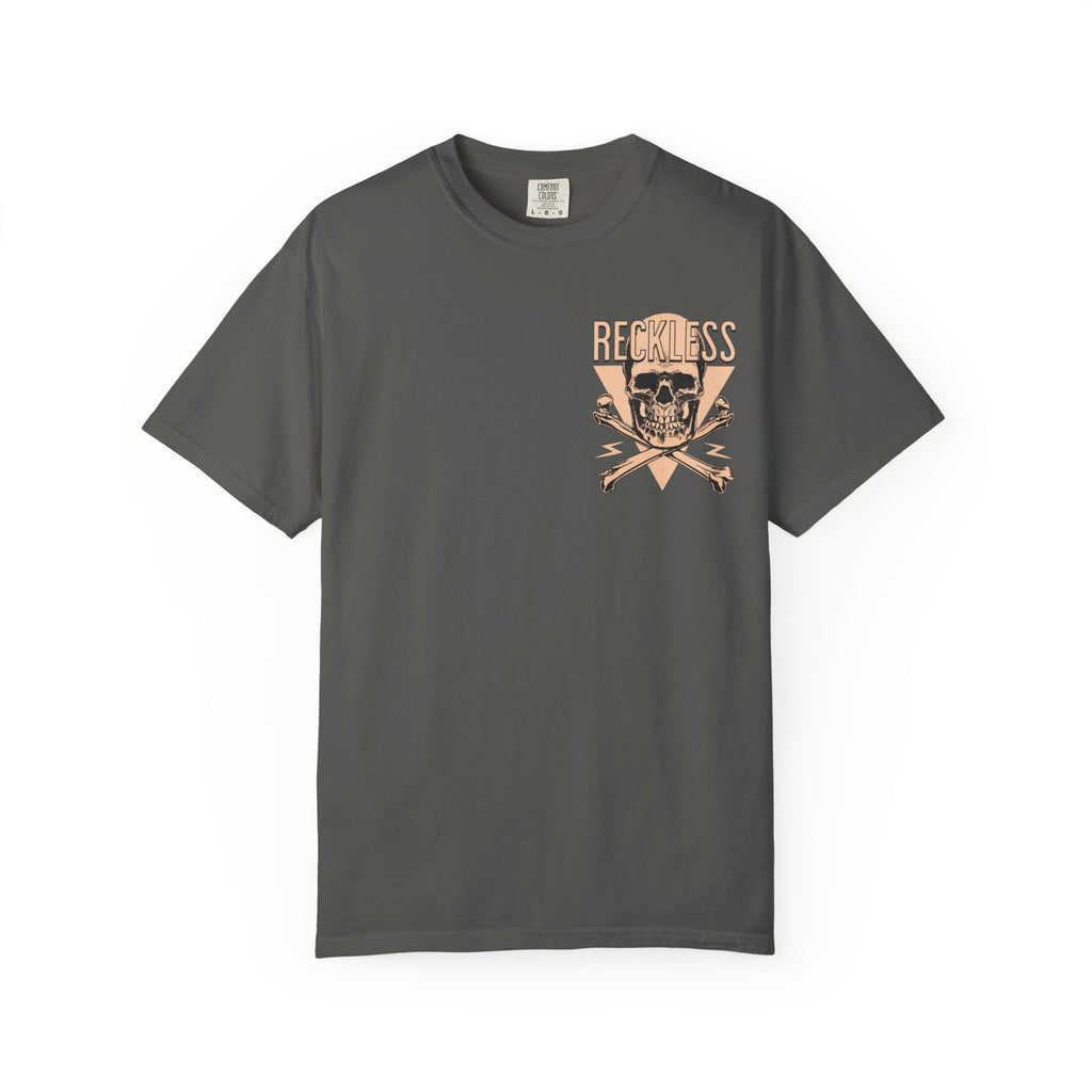 Reckless Skull Graphic T-Shirt — Vintage Skull & Crossed Lightning Tee