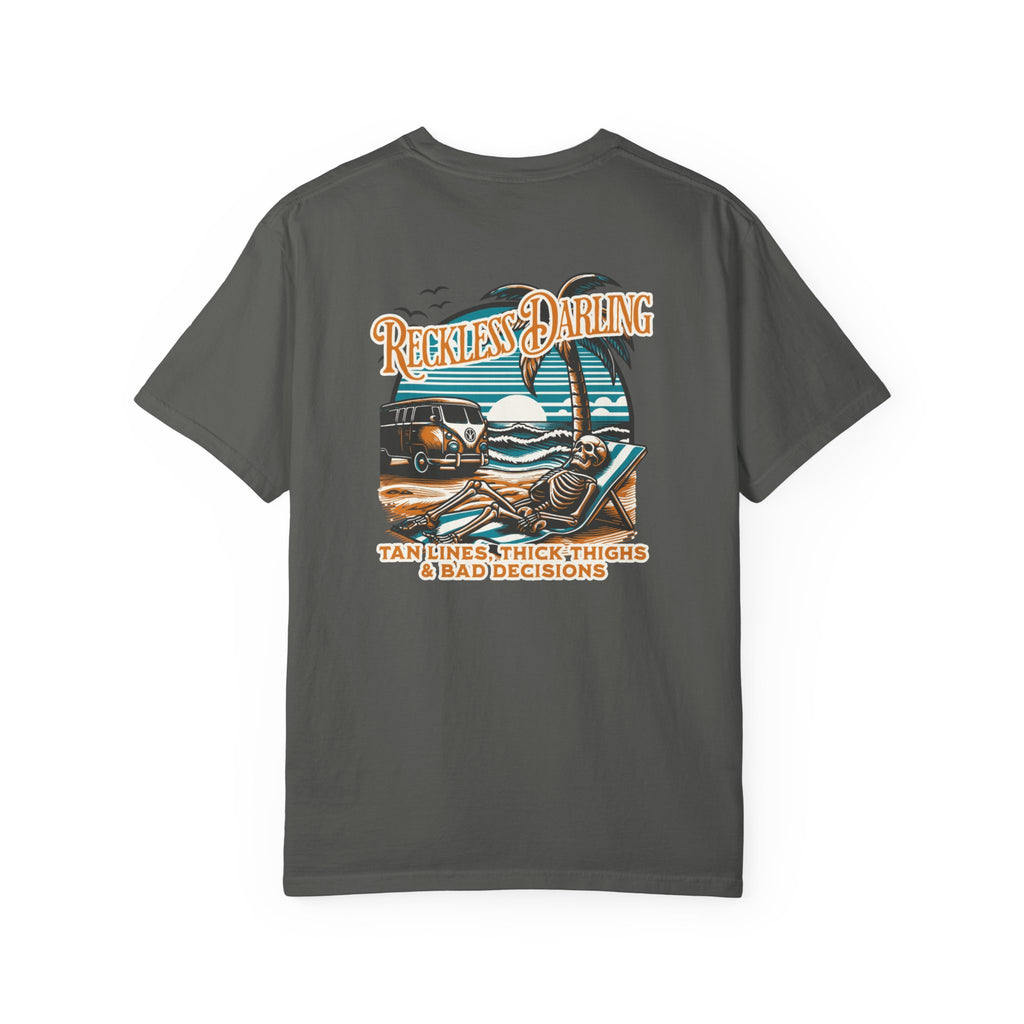 Graphic T-Shirt — "Reckless Darling: Tan Lines, Thick Thighs & Bad Decisions" Beach Van Design
