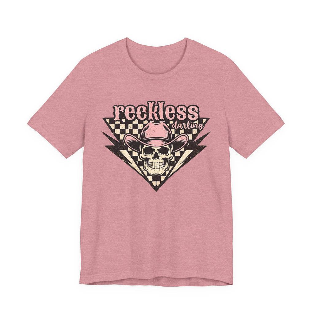 Reckless Darling Skull Tee — Retro Cowboy Skull Graphic T-Shirt