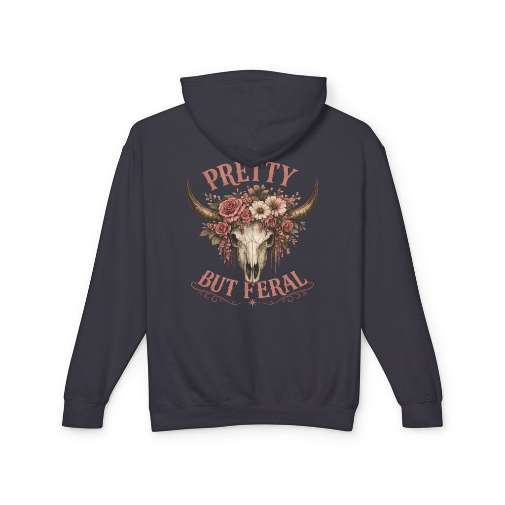 Pretty But Feral Bull Skull Hoodie — Floral Western Graphic Hoodie