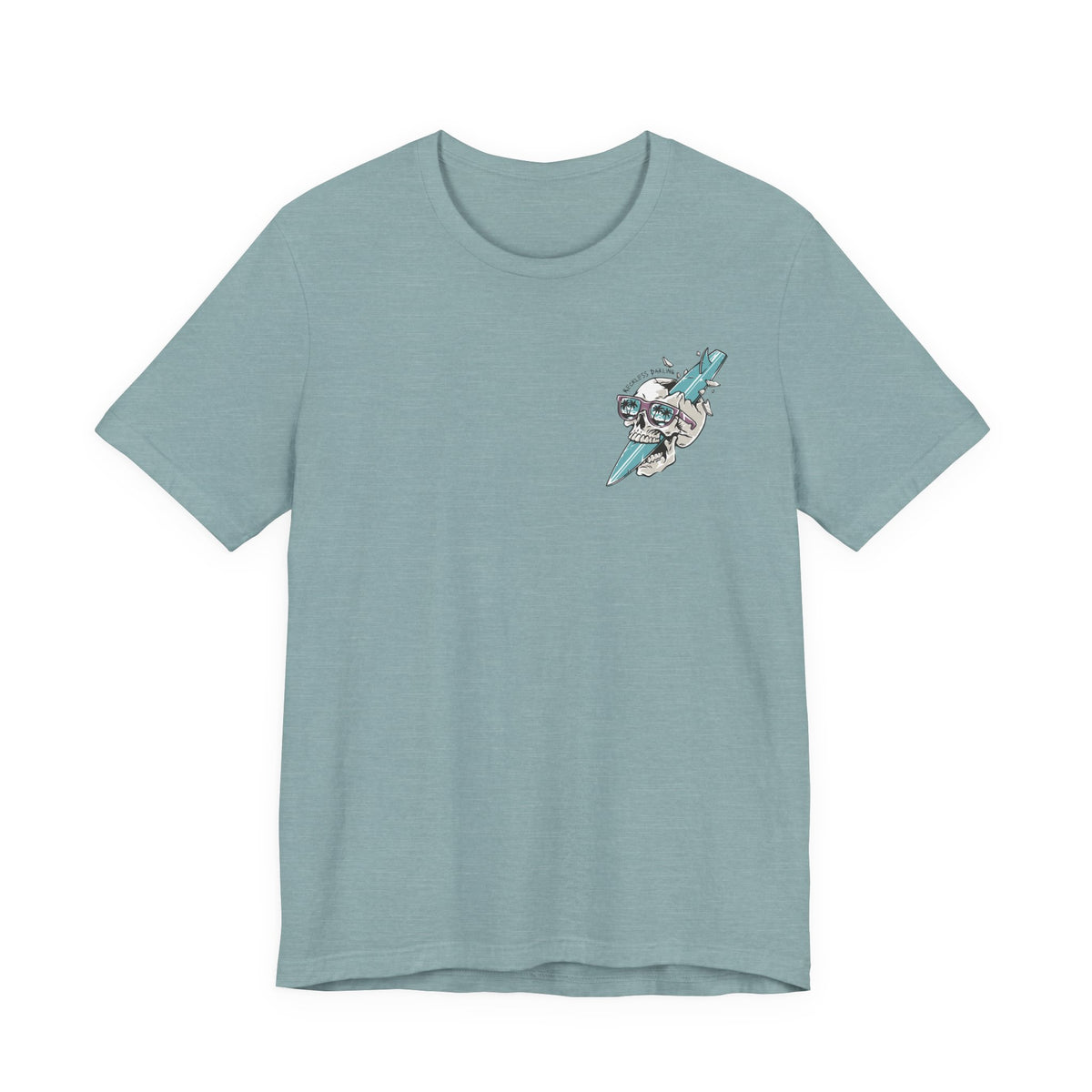 Skull Sunglasses Surfboard Tee — Retro Beach Skull Graphic T‑Shirt