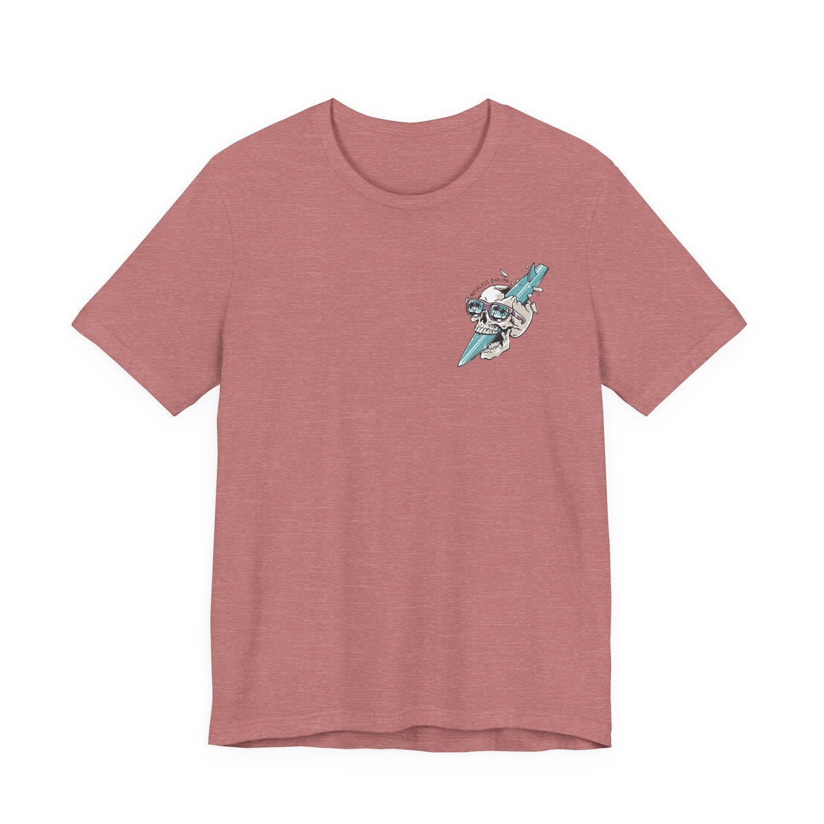 Skull Sunglasses Surfboard Tee — Retro Beach Skull Graphic T‑Shirt