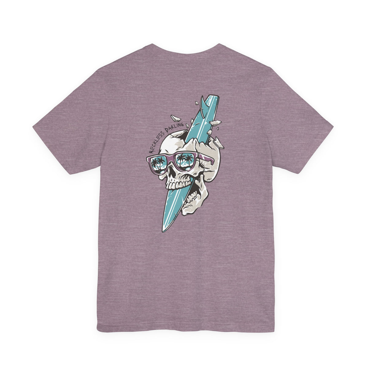 Skull Sunglasses Surfboard Tee — Retro Beach Skull Graphic T‑Shirt
