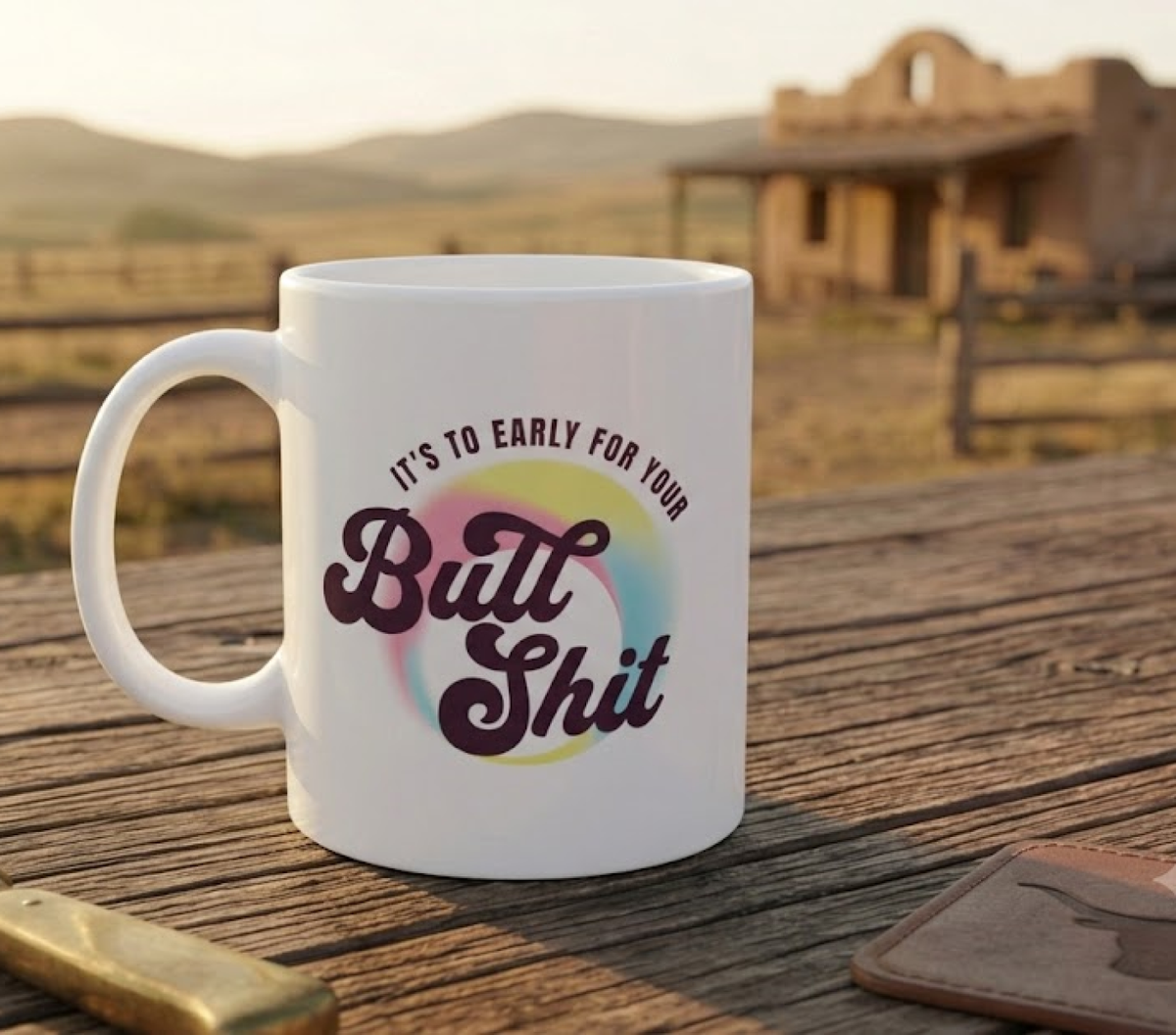 Ceramic Mug — "It's To Early" Retro Rainbow Coffee Cup (11oz, 15oz)