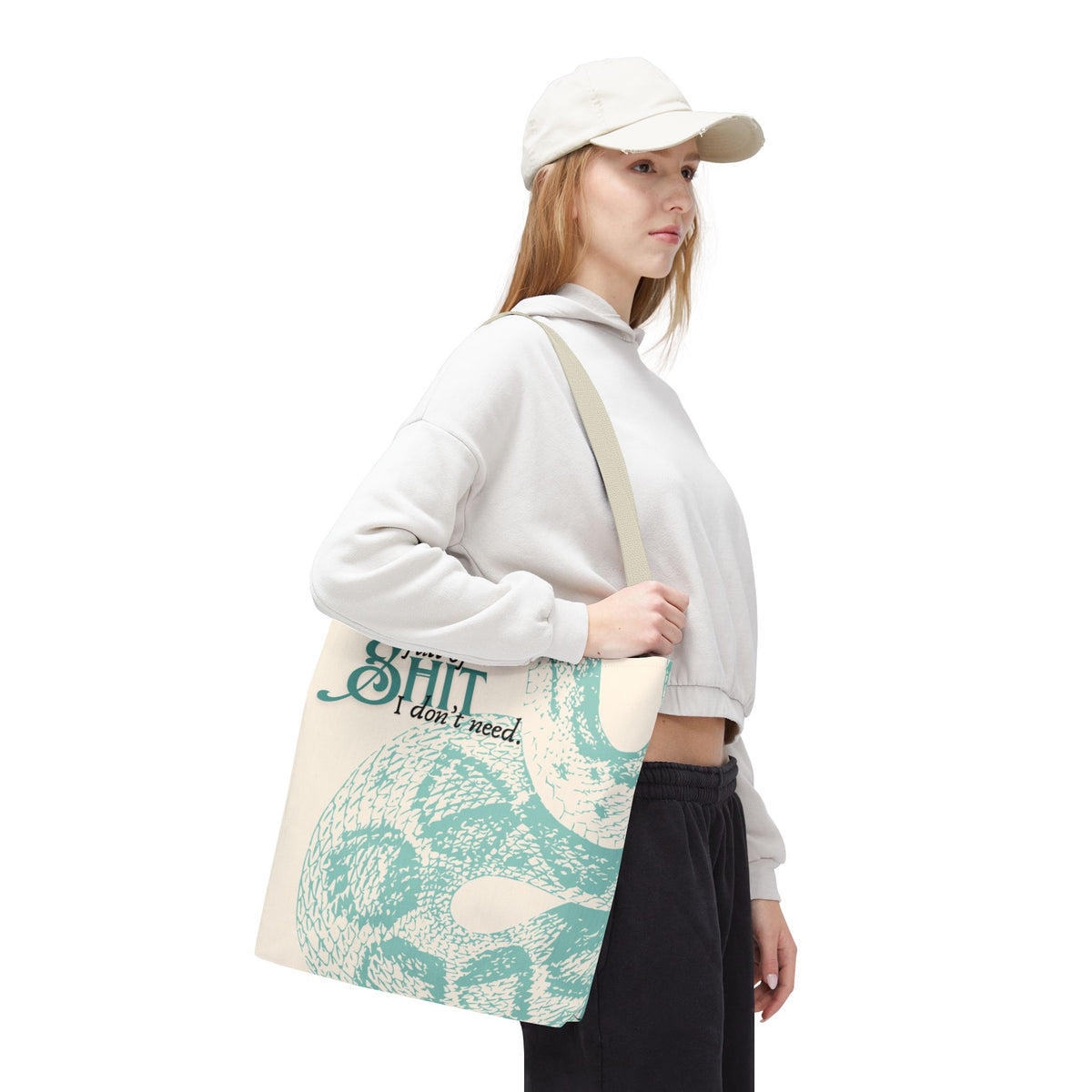 Tote Bag — "Full of Shit I Don't Need" Vintage Snake Graphic Tote